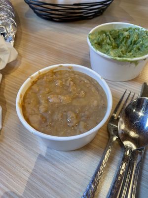 Side of beans without cheese on top (delicious)  at Fonda Lupita in Durham