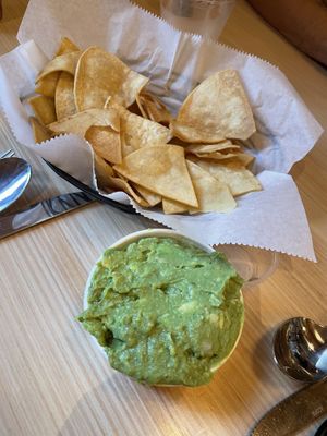 Guac with house made chips  at Fonda Lupita in Durham