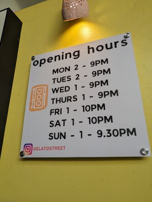 Opening hours at GELATO STREET in Nairobi