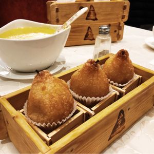 Pear shaped fried dumpling  at Wutai Vegetarian Restaurant in Markham