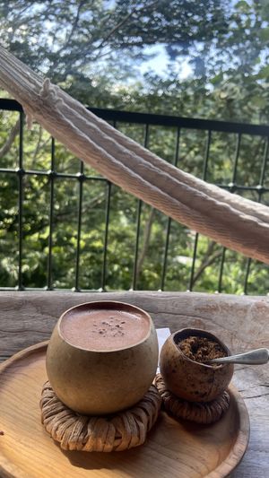 Hot chocolate on water.  at The Tea & Chocolate Place in Copan Ruinas