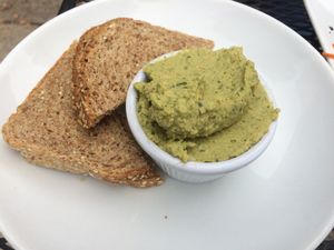 Homemade Hummus with toast at Shine Cafe in Morro Bay