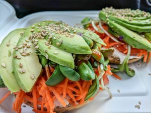 The Bomb Bagel!  at Shine Cafe in Morro Bay