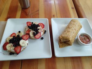 Kids burrito and Breakky combo at Shine Cafe in Morro Bay