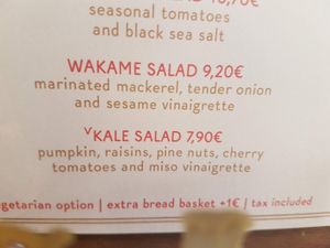 part of menu at Cafe Godot in Barcelona