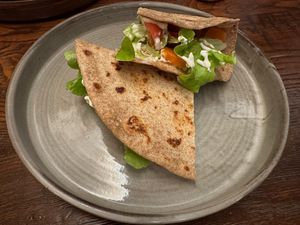 vegan "salmon" piada at Osteria L'Angolo Divino in Rimini