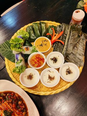 Steak cake tray at Tĩnh Garden Vegetarian in Hue