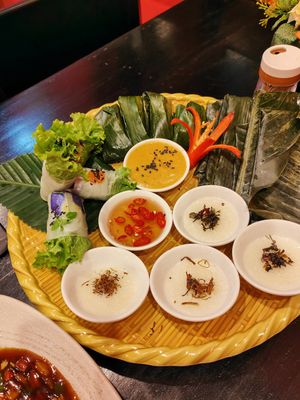 Steam cake tray at Tĩnh Garden Vegetarian in Hue