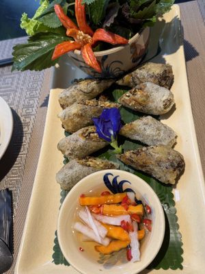 Spring rolls  at Tĩnh Garden Vegetarian in Hue