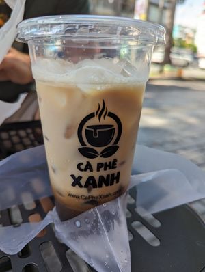 Nut milk with coffee at Banh Mi Xanh in Ho Chi Minh City