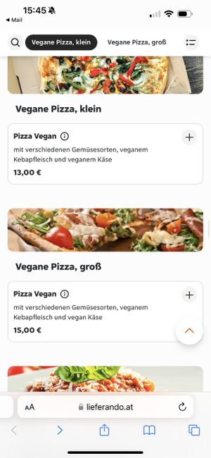 Menü  at Paparazzi in Schwaz