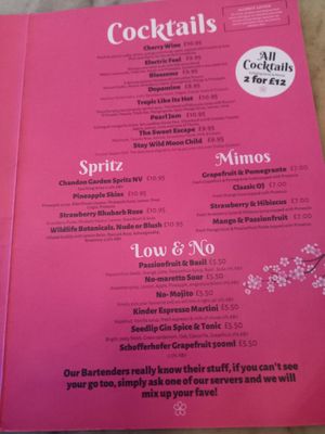 Drinks menu 3. at Flower Cafe Ncl in Newcastle Upon Tyne