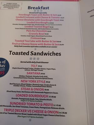 Breakfast & Toasted Sandwiches Menu. at Flower Cafe Ncl in Newcastle Upon Tyne