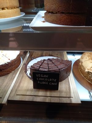 Vegan Chocolate Fudge cake. at Flower Cafe Ncl in Newcastle Upon Tyne