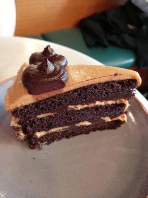 Vegan salted caramel cake at Flower Cafe Ncl in Newcastle Upon Tyne