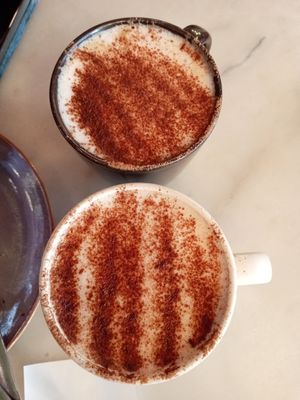 Chai Lattes with plant milk at Flower Cafe Ncl in Newcastle Upon Tyne