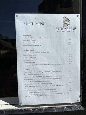 Vegan options on menu   at Britons Arms in Norwich