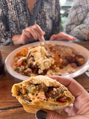  Veggie burrito and chilaquiles   at The District Cafe in Bakersfield