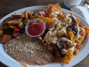 Soy chilaquiles, 9/10! at The District Cafe in Bakersfield