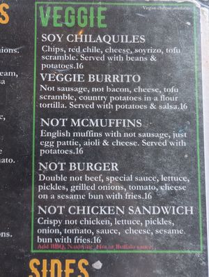 2026 veggie menu section, limited but good! at The District Cafe in Bakersfield