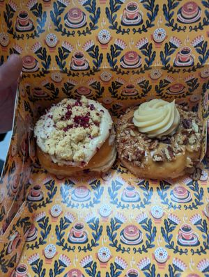 The cherry crumble and pecan cheesecake! at Brammibal's Donuts - Schöneberg   in Berlin