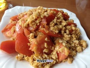 Vegan-egg with tomato. at Ci Yuan Zhai Vegetarian Restaurant in Dali