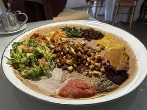 
Idli's Vegetarian Combination (all vegan ) with Tofu Tibs  at Meals by Genet in Los Angeles