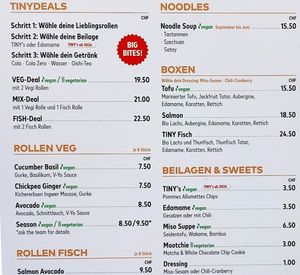 Menu 2024 at Tinyfish - Zürich Hardstrasse in Zurich