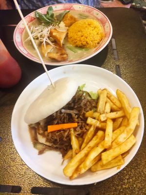 Bao with fries and green curry at Mingle Cafe in Hue