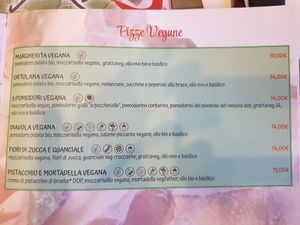 Menue at Assaje in Milan