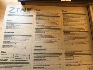 Menu at Zrno Bio Bistro in Zagreb