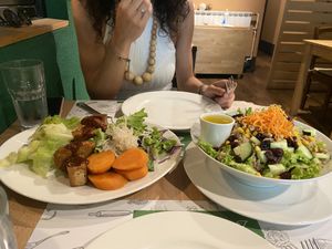 Quinoa salad + protein boots at Zrno Bio Bistro in Zagreb