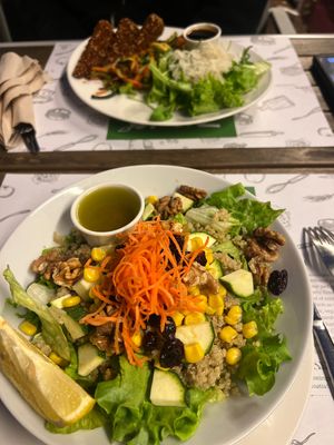 Quinoa salad and breaded tofu  at Zrno Bio Bistro in Zagreb
