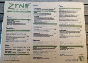 Menu at Zrno Bio Bistro in Zagreb