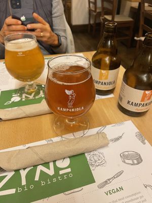 Croatian craft beer (blond and ale)  at Zrno Bio Bistro in Zagreb