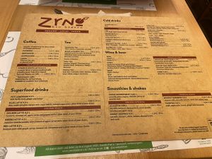 Drinks menu  at Zrno Bio Bistro in Zagreb
