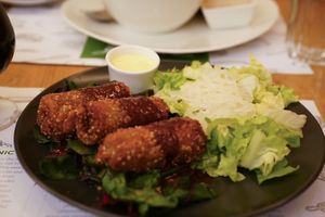 Seitan cordon bleu  at Zrno Bio Bistro in Zagreb