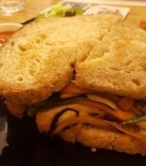warm kayu sandwich (w/ tofu)  at Zrno Bio Bistro in Zagreb
