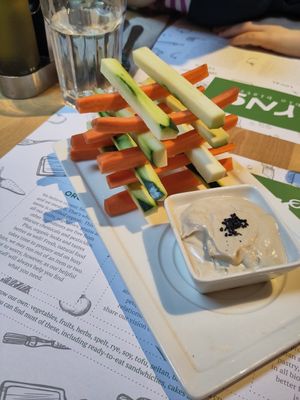 Experimental sauce with fresh veggies. A 'specal' taste. at Zrno Bio Bistro in Zagreb