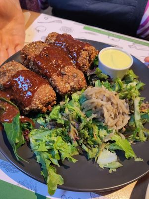 The 'Gordon Bleu' meal. So good. Good when shared with a more rice-based dish. at Zrno Bio Bistro in Zagreb