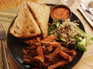 Vegan sandwich at Zrno Bio Bistro in Zagreb