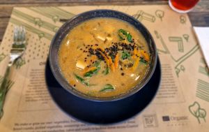 Miso-sesame soup at Zrno Bio Bistro in Zagreb