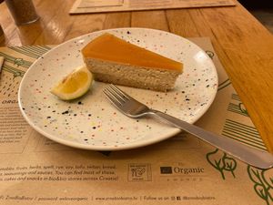 Tofu lemon cake. Remarkably light, just a hint of sweetness. at Zrno Bio Bistro in Zagreb