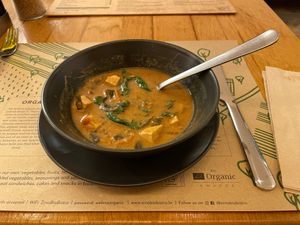 Miso-sesame stew. Well the menu calls it soup, but it's stew! at Zrno Bio Bistro in Zagreb