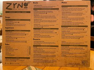 Current menu. at Zrno Bio Bistro in Zagreb