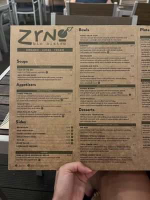 summer 2024 menu  at Zrno Bio Bistro in Zagreb