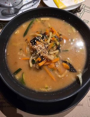 Miso-sesame soup at Zrno Bio Bistro in Zagreb