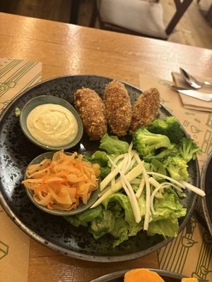 Pumpkin croquettes. Gardener’s delight  at Zrno Bio Bistro in Zagreb