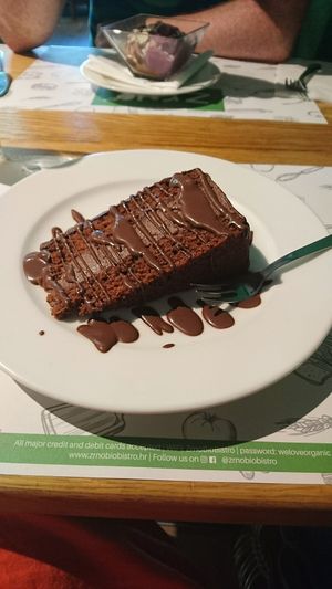 Chocolate cake (wouldnt personally recommend) at Zrno Bio Bistro in Zagreb