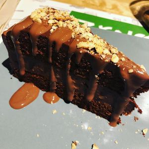 Delicious chocolate cake.  at Zrno Bio Bistro in Zagreb